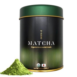 Nippon Matcha – Organic Premium Ceremonial Grade Japanese Matcha Green Tea Powder – First Harvest from Uji, Kyoto – USDA Certified, Stone-Ground, Smooth & Vibrant (100g/3.53oz)