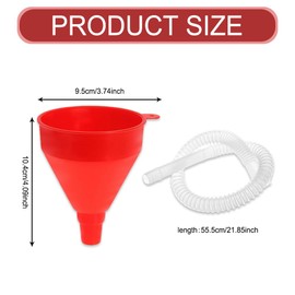 HQRNYP 2PCS Funnels for Automotive Use, Long Funnel, Plastic Wide Mouth Funnel, Car Oil Funnels with 21" Flexible Removable Hose Fit for Engine Oil Gas Fuel Gasoline Water Liquid Transmission (2PCS)