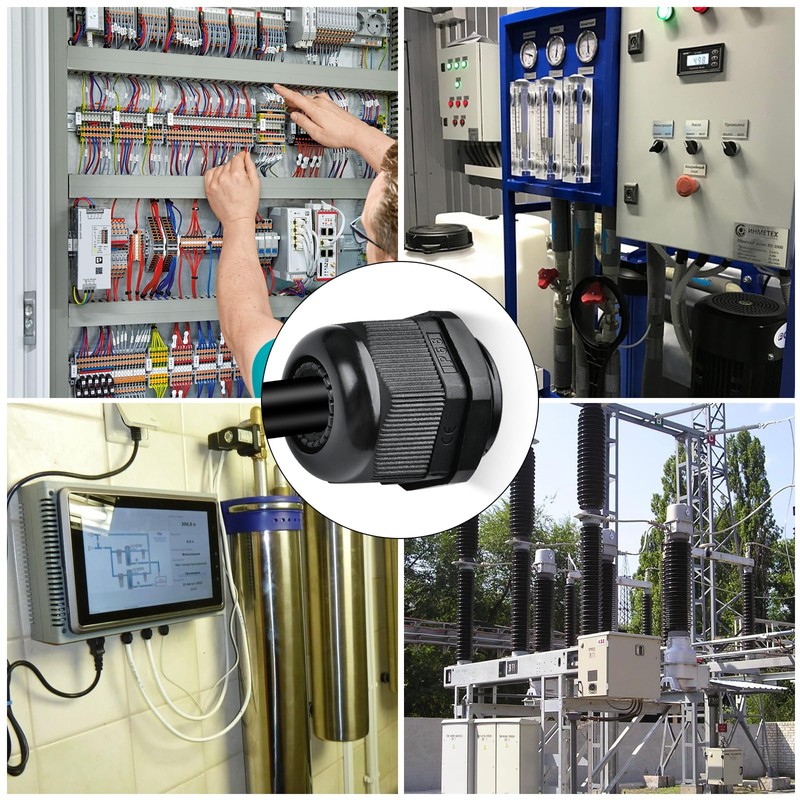 Supkiir 72Pcs Cable Glands, Waterproof Cable Connector, Nylon Plastic Waterproof