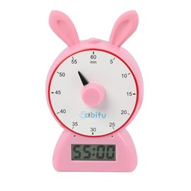aibitu 60 Minutes Kids Visual Timer Home Edition - for Home School Supplies, 12-Step Rabbit Ear Timer,Learning Tools, Kids Desk, Desk, and Silent Operation Meeting Timer (Pink)