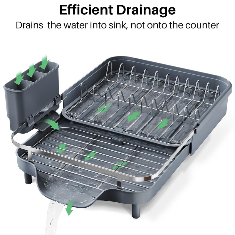 Dish Drying Rack - Expandable Dish Rack for Kitchen Counter,