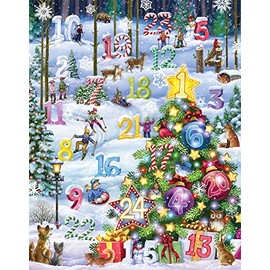Snowy Slalom Advent Calendar (Countdown to Christmas) with Holiday Pictures by Vermont Christmas Company