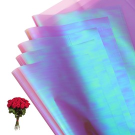PATIKIL 22.8 x 22.8 Inch Flower Wrapping Paper, 10 Pcs Iridescent Double Sided Plastic Bouquet Packaging Waterproof Florist Supplies DIY Crafts Gift Packaging Box Wedding, Light Purple