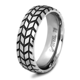 PAURO Men's Women's Stainless Steel 6MM Tire Creative Minimalist Hip Hop Biker Ring Silver Size P