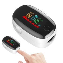 Pulse Oximeter,Oxygen Monitor Finger Adults,Professional Blood Oxygen Monitor (SpO2) with Accurate Fast Reading,Heart Rate and PI,LED Display (White)