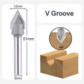 SpeTool Chamfer Cutter 6 mm Shaft Engraving Cutter 60 Degree 2 Flutes Solid Carbide Engraving Cutter V Groove Cutter 12 mm Cutting Diameter CNC Cutter End Mill Wood Cutter for Router for Router for