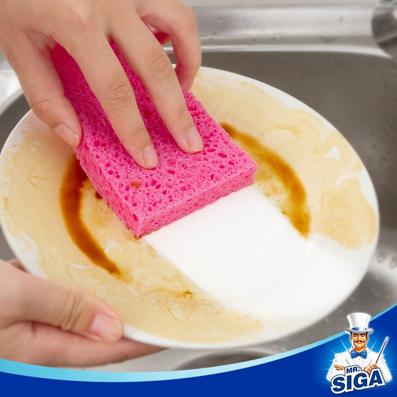 MR.SIGA Scrub Sponges, Non-Scratch Sponges for Dishes, Kitchen Sponge Dish