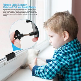 Vigtayue Window Locks, 6 Set Sliding Window Door Lock Security with Key for Vertical & Horizontal Sliding Windows Doors, Adjustable Security Window Lock for Patio Home Bedroom and Office, Black