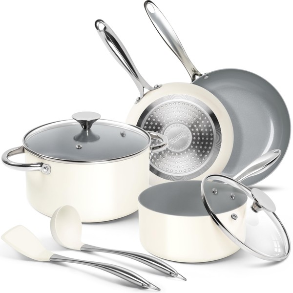 MICHELANGELO Pots and Pans Set - Nonstick Ceramic Cookware Set,