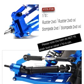 hopsupRC RC Stainless Steel Drive Shaft CVD Axles Upgrades Part for 1/10 Rustler/Stampede VXL 2WD,Alloy Suspension A Arm,Aluminum Caster Block & Steering Blocks & Rear Stub Carriers,Navy Blue