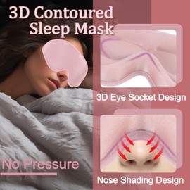 INENK Lash Sleeping Mask for Lash Extensions, 3D Contoured 13MM Deep Pockets Design Lash Protect Sleep Mask, Soft Memory Foam and Adjustable Headband Strap for Lashes Aftercare-Pink