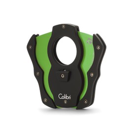Colibri Premium Cut Cigar Cutter - Ergonomic Stainless Steel, Double Guillotine Style Spring-Loaded Straight Cut Blade, Ideal for up to 62+ Ring Gauge - Gift for Cigar Enthusiasts (Black & Green)