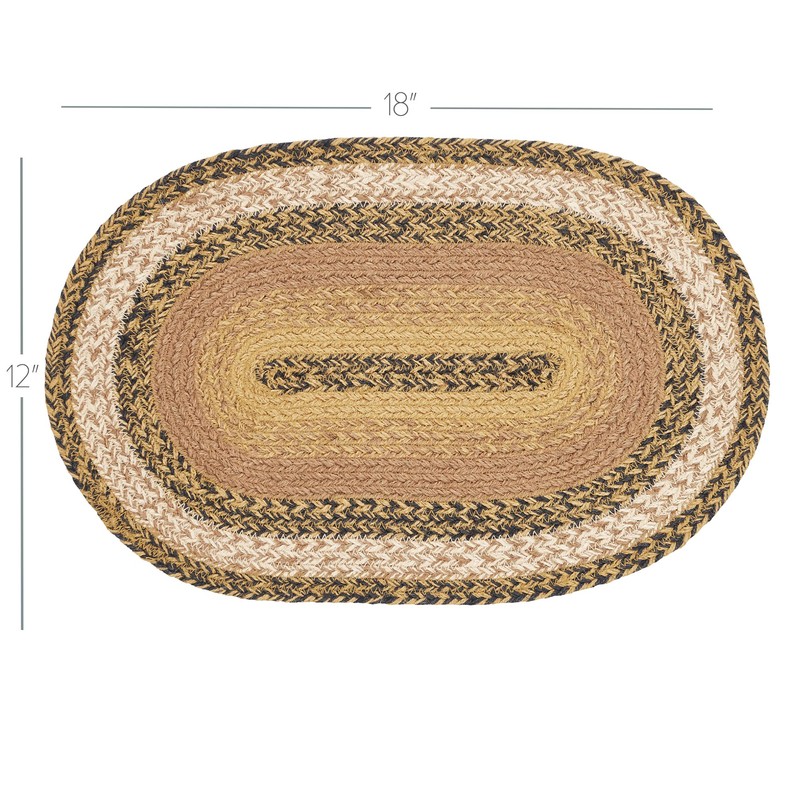 VHC Brands Kettle Grove, Dining Table Placemat, Braided Jute, Oval,