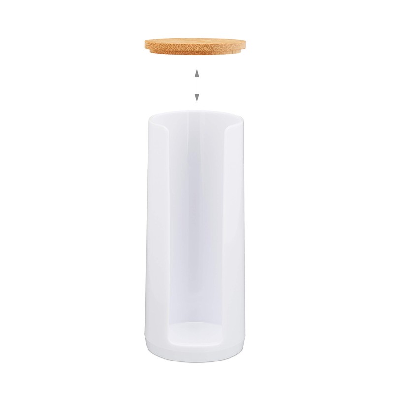 Relaxdays Cotton Pads Storage Set of 2, Acrylic, Bamboo, Bathroom,
