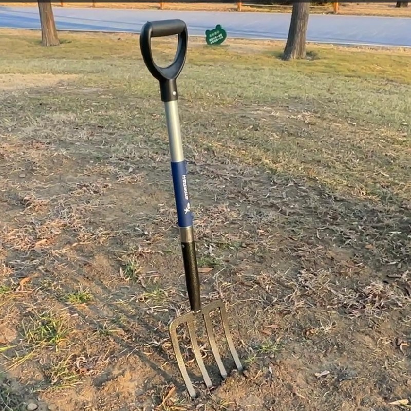 Mujocooker 4-Tine Spading Digging Fork, Garden Digging Spading Fork Forged