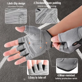 LEFAFA Gym Gloves, Breathable Workout Gloves for Men and Women, Weight Lifting Gloves with Excellent Grip, Full Palm Protection for Fitness, Weightlifting, Exercise, Hanging, Pull ups (Grey, Large)