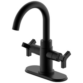 Derengge Matte Black Bathroom Faucet,Two-Handle Bathroom Sink Faucet Water Supply Line,1 Hole or 3 Hole Lavatory Vantity Faucet,F-0081-MT
