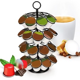 ZONADAH Coffee Capsule Holder 360 Rotating Coffee Pod Rack Coffee Capsule Stands Coffee Pod Carousel Holder Organizer Compatible with 36 Cup Pods