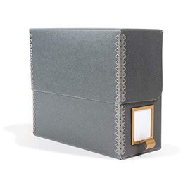 Gaylord Archival Blue/Grey Flip-Top Document Storage Box with Label Holder - 5W x 12 1/4L x 10 1/4" H