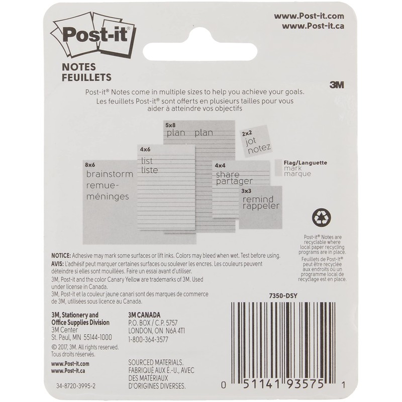 Post-it Super Sticky Notes, 3x3 in, 2X the Sticking Power,
