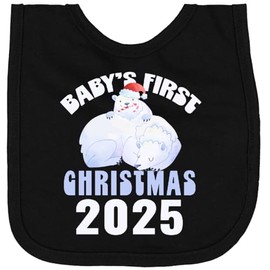 inktastic Baby's First Christmas 2025 Newborn Bib Black 46d08
