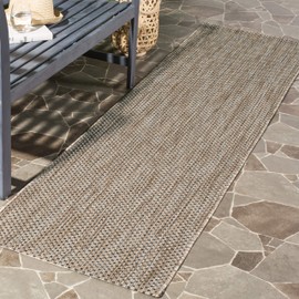 SAFAVIEH Courtyard Collection 2'3" x 20' Natural/Black CY8521 Indoor/ Outside Waterproof Easy cleansingPatio Backyard Mudroom Runner Mat