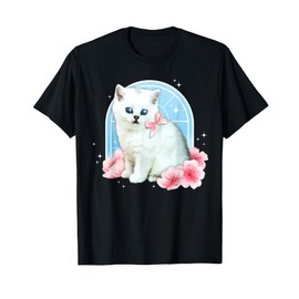 Cute y2k Aesthetic Cat Flower 90s 2000s Vintage Graphic T-Shirt