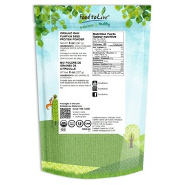 Food to Live Organic Pumpkin Seeds Protein Powder, 8 Ounces – 60% Protein, Non-GMO, Non-Irradiated, Pure Flour, Kosher, Vegan Superfood, Bulk, Great for Baking, Drinks and Smoothies