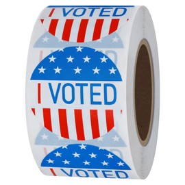 Hybsk I Voted with Red, White, and Blue Circle Stickers 1.5 Inch Round 500 Labels Per Roll