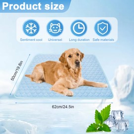 Dog Cooling Mat, Washable Pet Cooling Mat for Cat, Pet Cool Mat Ice Silk Cushion for Dogs Cats in Hot Summer, Durable Cool Pad Waterproof & Easy Clean (Blue 62 * 50)