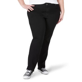 Lee Women's Size Relaxed Fit Straight Leg Jean, Black Onyx, 24 Plus Petite