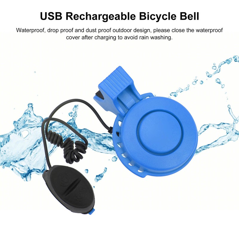 Electric Bike Horn Waterproof USB Rechargeable Bicycle Bell for Mountain