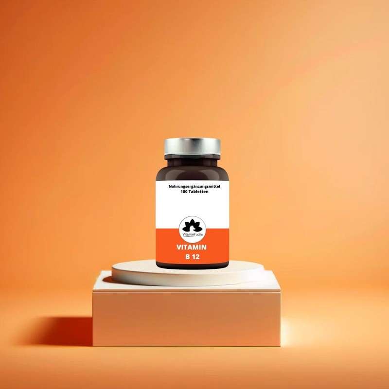Super Vitamin B12 Lutschtabletten hochdosiert mit Methylcobalamin und Orangengeschmack, Energie
