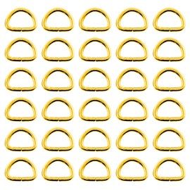 Swpeet 150Pcs 3/4 Inch - 20mm Gold Multi-Purpose Metal D Ring Semi-Circular D Ring for Hardware Bags Ring Hand DIY Accessories (Gold, 3/4 Inch)