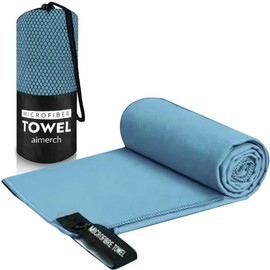 Chamois Towel, Swimming Towel, Children, Club, Work, Swimming, Sports, Water Absorbent, Quick Drying, Sauna, Gym, Sweat Wipe (Light Blue)