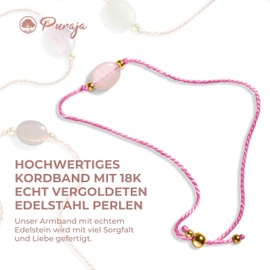 PURAJA Women's Gemstone Bracelet with 18 Carat Real Gold-Plated Stainless Steel Beads Handmade Lucky Bracelet Women Courage, Gemstone, Onyx