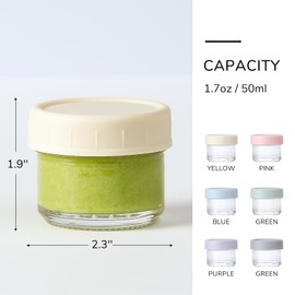 VITEVER [6 Pack] Salad Dressing Container To Go, 1.7 oz Glass Small Condiment Container with Lids, Dipping Sauce Cups Set, Leakproof Reusable Sauce Containers for Lunch Box Work Trip.