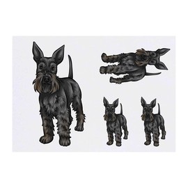 4 x 'Black Schnauzer' Temporary Tattoos - Water Resistant, Skin-Safe, Non-Toxic Transfers, Mixed Sizes (TO00045249)