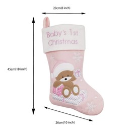 NEWYIFENG Babys First Christmas Stocking 2022 | 2 Pack My First Gift Bag Baby Girls and Baby Boys with Bear | Newborn Christmas Stockings | Baby's 1st Christmas | Blue and Pink