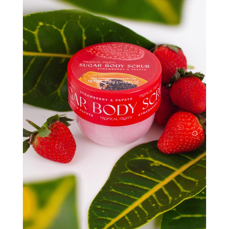 Tropical Fruits Gentle Exfoliating Sugar Body Scrub Strawberry and Papaya