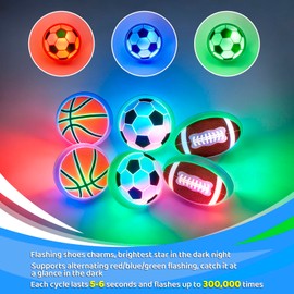 Nattork 6 Pcs Sports Shoe Charms & 1 Pair Shoe Laces for Boys Men, Soccer/Basketball/Rugby, Shoe Decorations Charms Accessories for Birthday Party Favor
