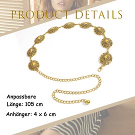 TJUSPIRIT 2 Waist Chains Belt Belly Chains for Women Metal Adjustable Chain Belt Body Chains Metal Belt Belly Jewellery for Jeans, Skirts and More, Metal