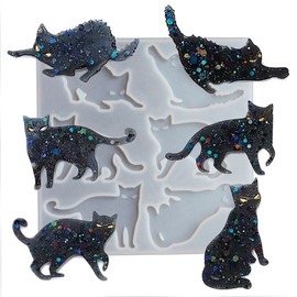 Finyoffiy Resin Cat Mold Cute Silicone Mold Animal Epoxy Mold Pendant Casting Mold for DIY Jewelry Necklace Earring Ornament