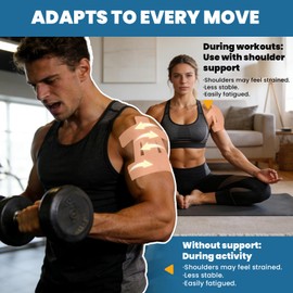 Kinesiology Tape for Shoulder, 14 Pack Pre-Shaped Strips, Beige