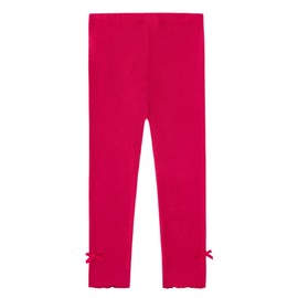 DREAMHALO Girl' s Leggings-Viscose Made from Bamboo, Soft Pants Toddler Girls Long Pants Cute Ribbed Bottoms with Bow Rose Red 2T