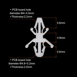 PATIKIL 60PCS PCB Board Isolation Column, Nylon Reverse Locking Circuit Board Clips Standoff Double Head Insulation Bracket Support Height 4.9mm /0.19"