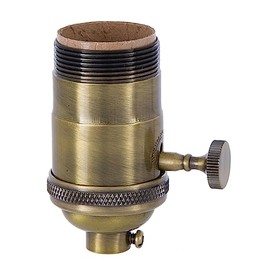 B&P Lamp® 3-Way Heavy Duty, Turned Brass Socket, Antique Brass Finish
