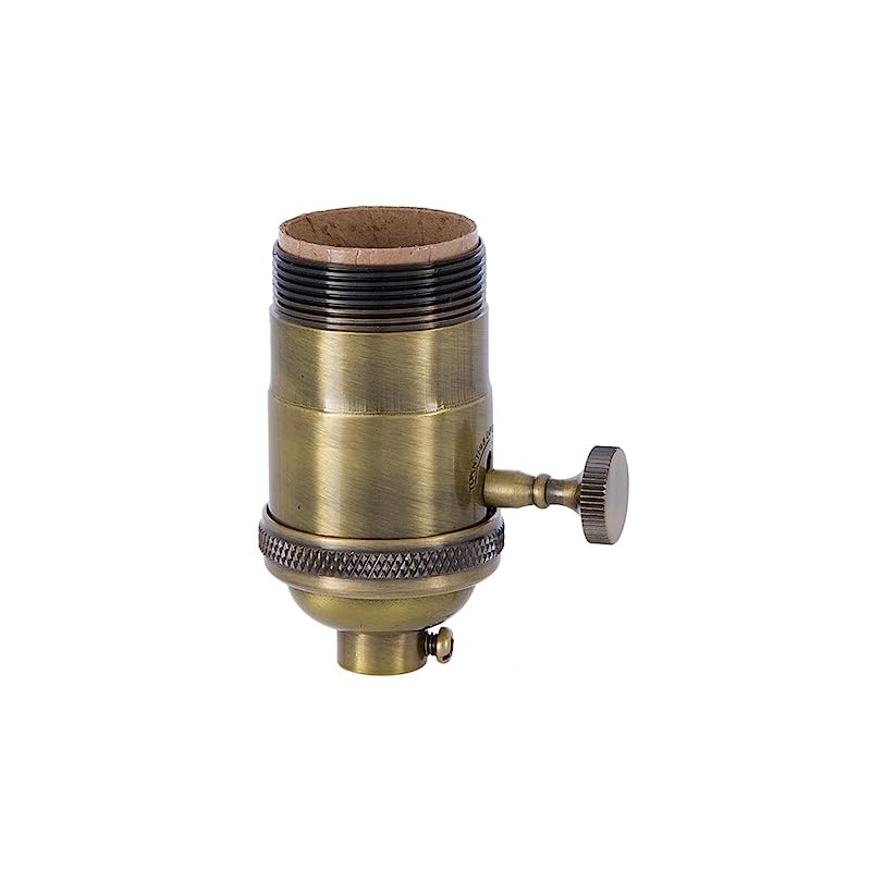 B&P Lamp® 3-Way Heavy Duty, Turned Brass Socket, Antique Brass