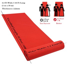 Red Carpet Runner for Party, 3.3x33ft, 200GSM Large Thick Hollywood Red Carpet for Event, Aisle Runner Rug for Wedding Ceremony, Movie Theme Party Decorations, Red Roll Out Runway for Prom