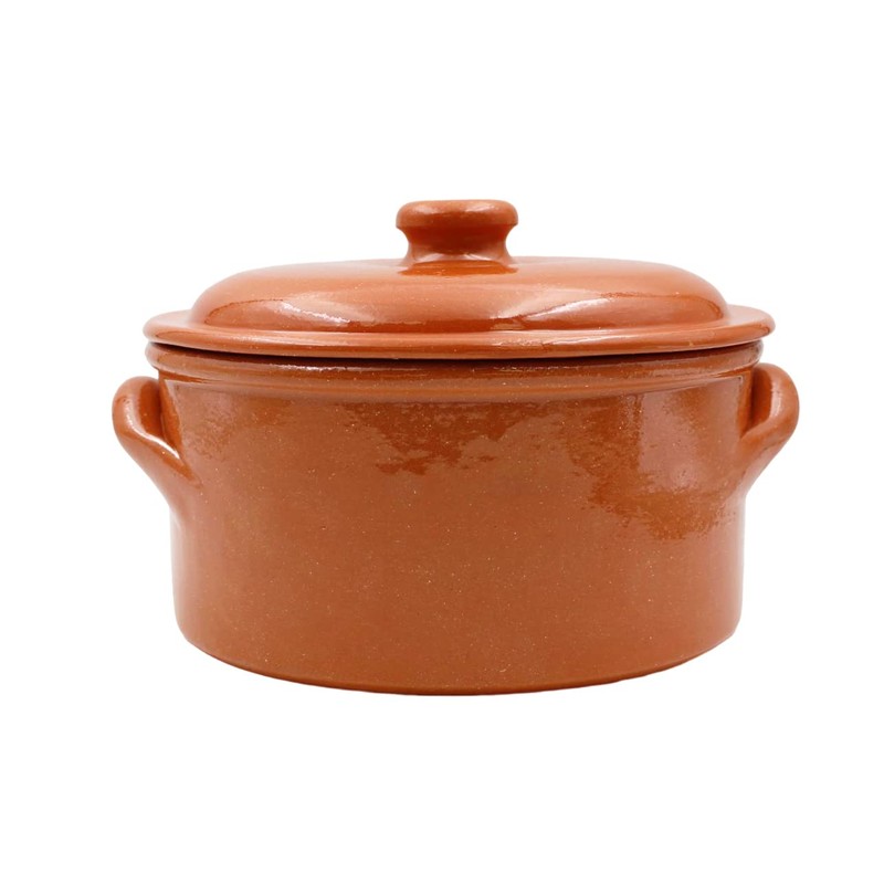 Handmade Traditional Portuguese Pottery Clay Terracotta Cazuela Cooking Pot With